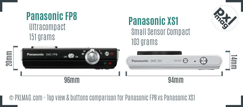 Panasonic FP8 vs Panasonic XS1 top view buttons comparison