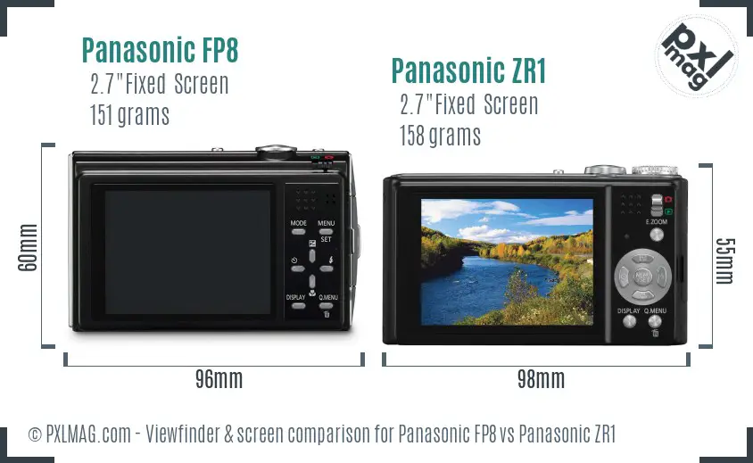 Panasonic FP8 vs Panasonic ZR1 Screen and Viewfinder comparison