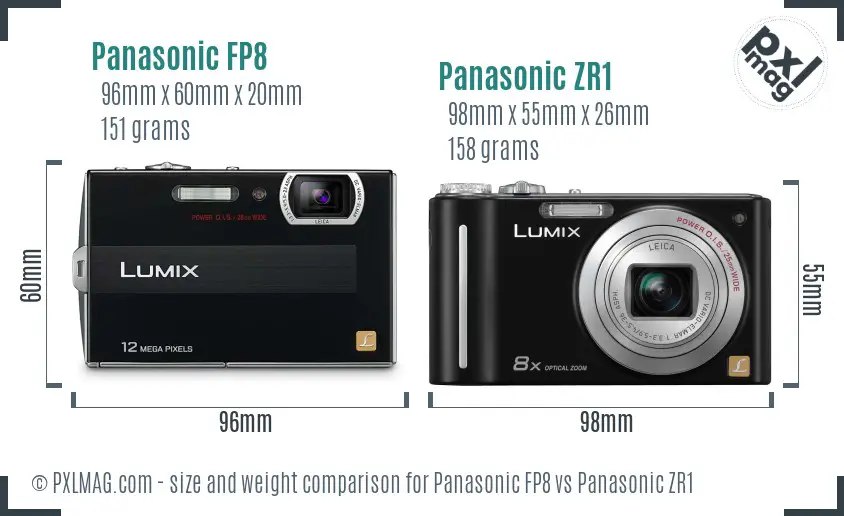 Panasonic FP8 vs Panasonic ZR1 size comparison