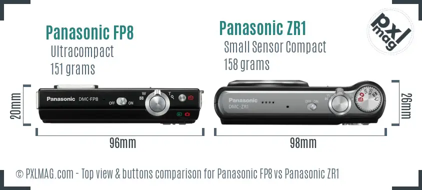 Panasonic FP8 vs Panasonic ZR1 top view buttons comparison