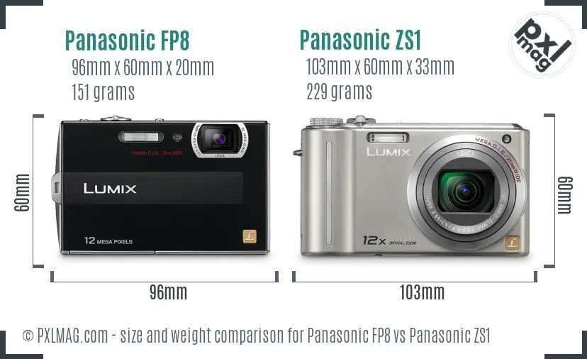 Panasonic FP8 vs Panasonic ZS1 size comparison