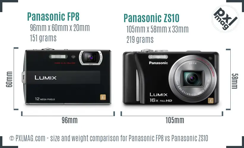 Panasonic FP8 vs Panasonic ZS10 size comparison