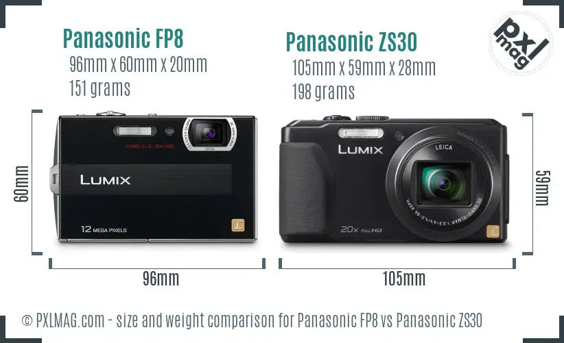 Panasonic FP8 vs Panasonic ZS30 size comparison