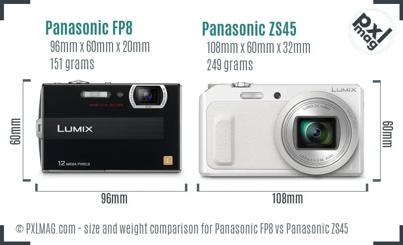 Panasonic FP8 vs Panasonic ZS45 size comparison