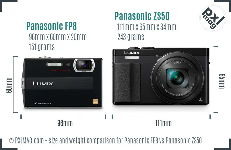 Panasonic FP8 vs Panasonic ZS50 size comparison