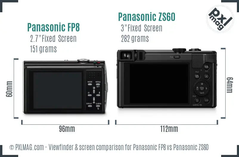 Panasonic FP8 vs Panasonic ZS60 Screen and Viewfinder comparison
