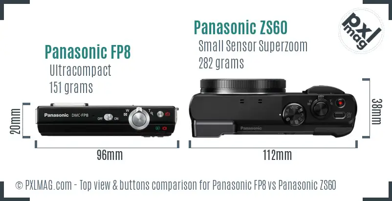 Panasonic FP8 vs Panasonic ZS60 top view buttons comparison
