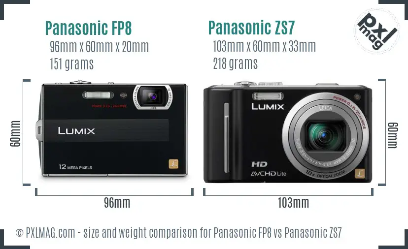 Panasonic FP8 vs Panasonic ZS7 size comparison