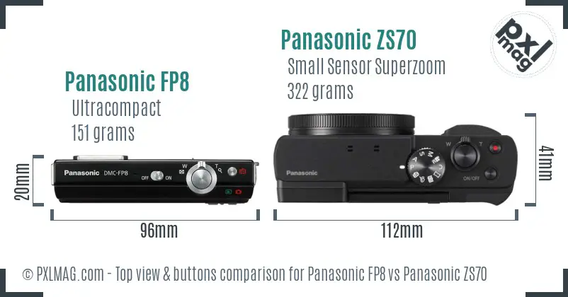 Panasonic FP8 vs Panasonic ZS70 top view buttons comparison