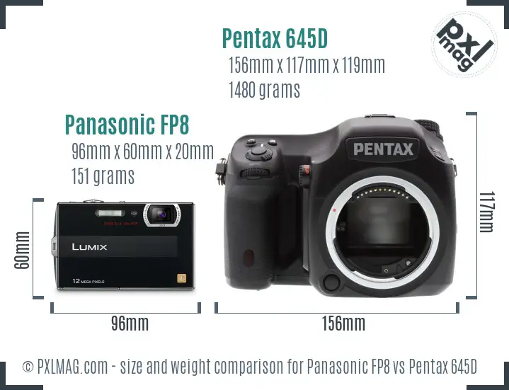 Panasonic FP8 vs Pentax 645D size comparison
