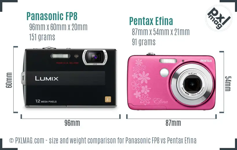 Panasonic FP8 vs Pentax Efina size comparison