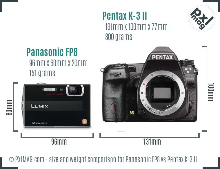 Panasonic FP8 vs Pentax K-3 II size comparison