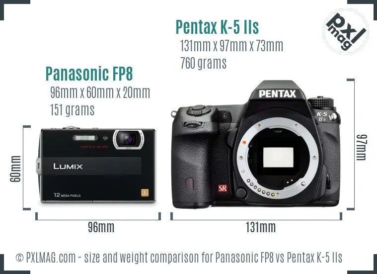 Panasonic FP8 vs Pentax K-5 IIs size comparison