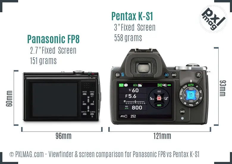 Panasonic FP8 vs Pentax K-S1 Screen and Viewfinder comparison