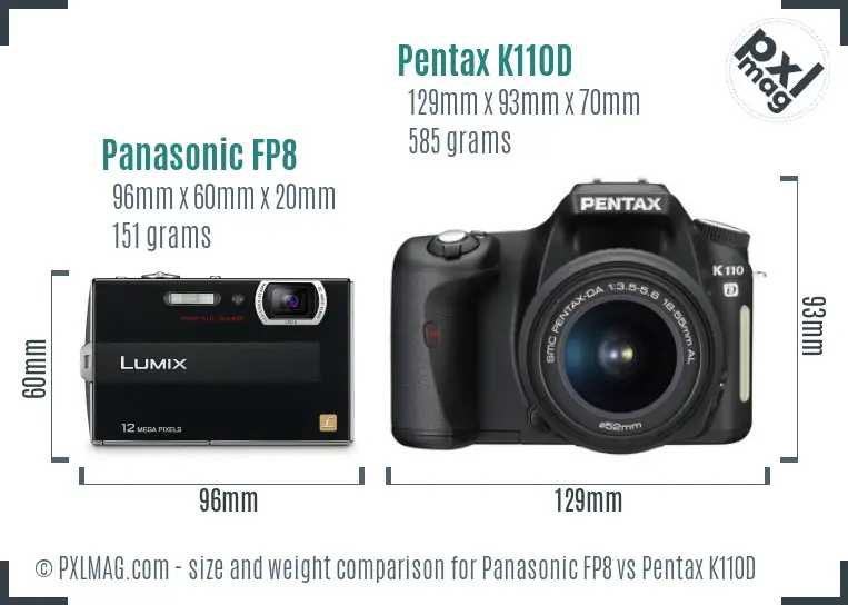 Panasonic FP8 vs Pentax K110D size comparison