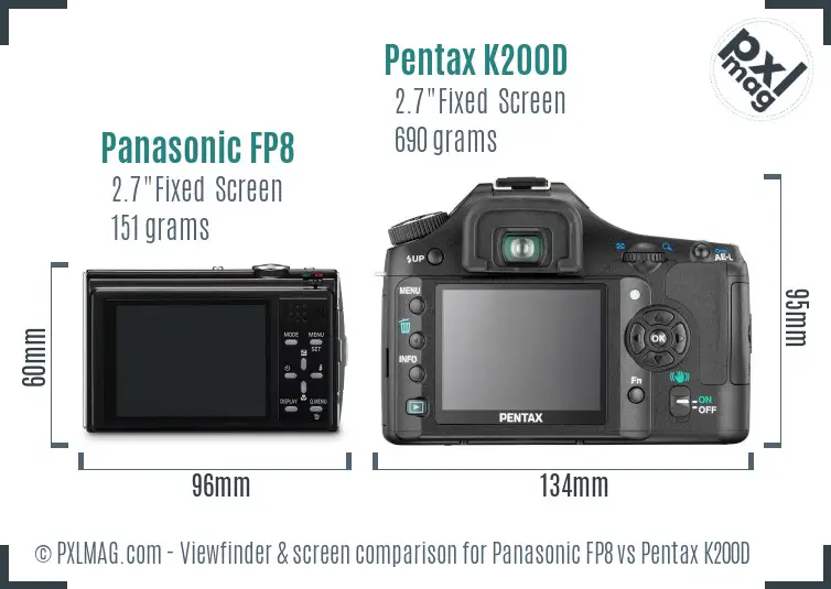 Panasonic FP8 vs Pentax K200D Screen and Viewfinder comparison Panasonic FP8 vs Pentax K200D Screen and Viewfinder comparison