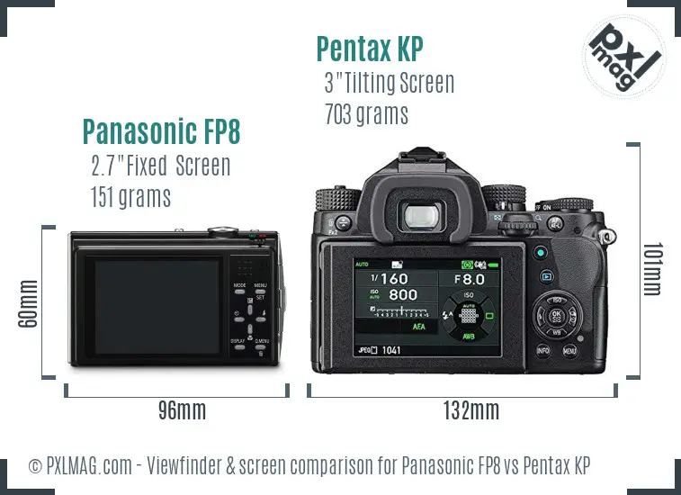 Panasonic FP8 vs Pentax KP Screen and Viewfinder comparison