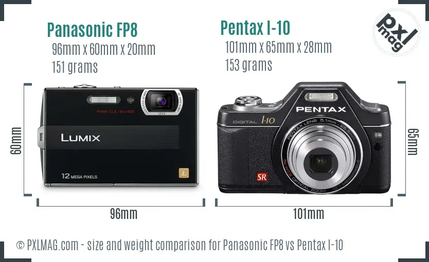 Panasonic FP8 vs Pentax I-10 size comparison