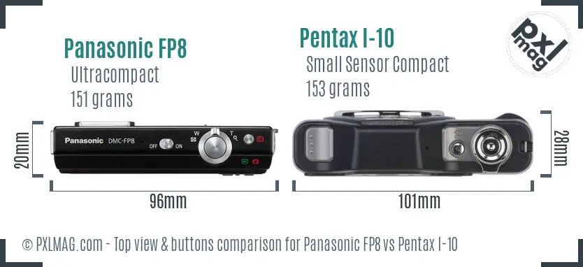 Panasonic FP8 vs Pentax I-10 top view buttons comparison