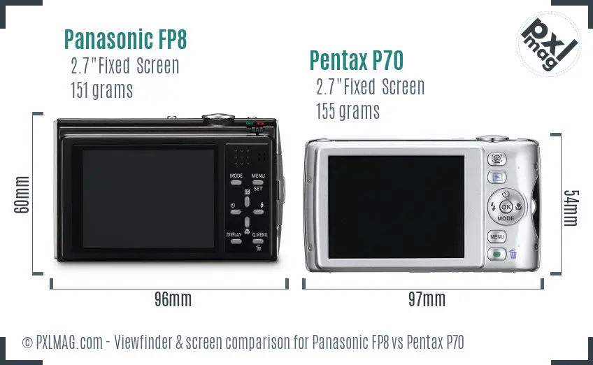Panasonic FP8 vs Pentax P70 Screen and Viewfinder comparison