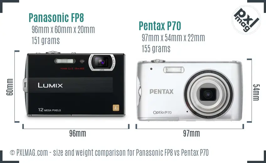 Panasonic FP8 vs Pentax P70 size comparison