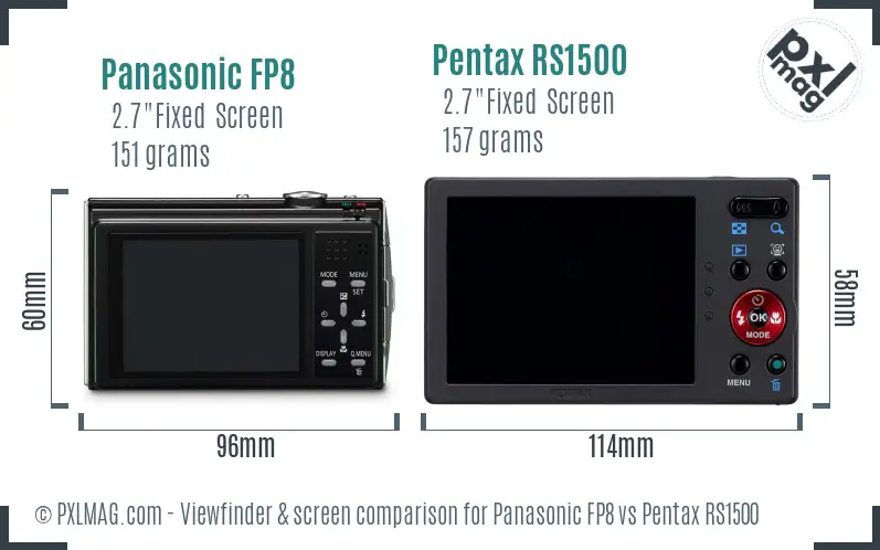 Panasonic FP8 vs Pentax RS1500 Screen and Viewfinder comparison