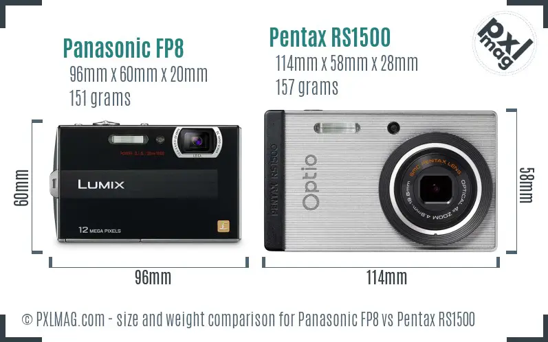 Panasonic FP8 vs Pentax RS1500 size comparison