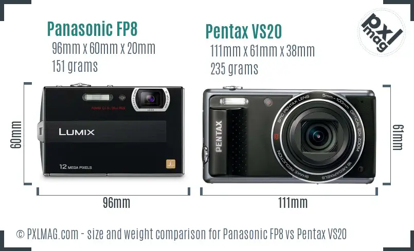 Panasonic FP8 vs Pentax VS20 size comparison
