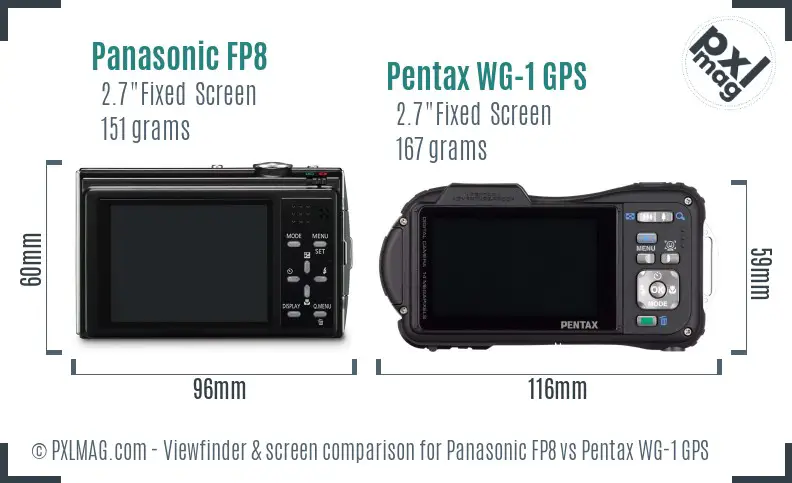Panasonic FP8 vs Pentax WG-1 GPS Screen and Viewfinder comparison