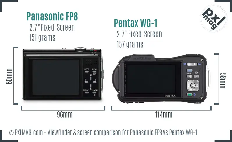Panasonic FP8 vs Pentax WG-1 Screen and Viewfinder comparison