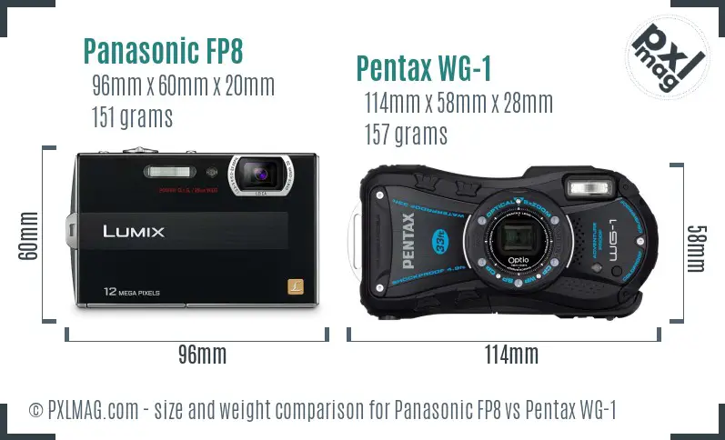 Panasonic FP8 vs Pentax WG-1 size comparison