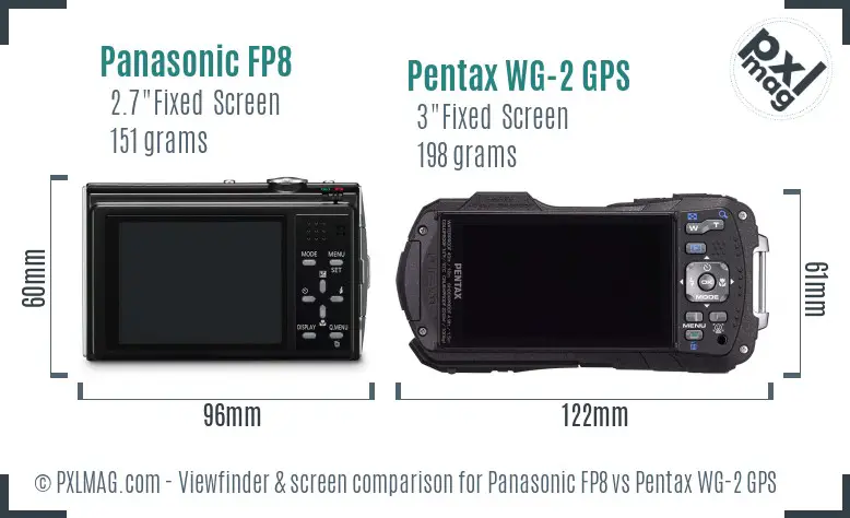 Panasonic FP8 vs Pentax WG-2 GPS Screen and Viewfinder comparison