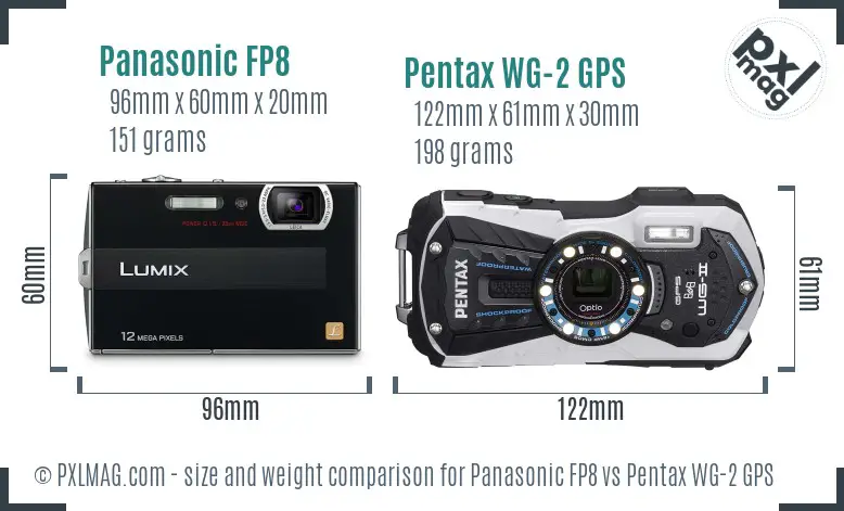 Panasonic FP8 vs Pentax WG-2 GPS size comparison