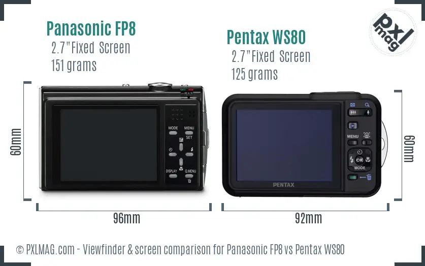 Panasonic FP8 vs Pentax WS80 Screen and Viewfinder comparison