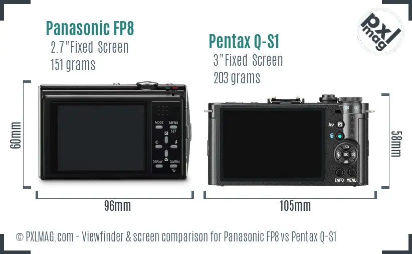 Panasonic FP8 vs Pentax Q-S1 Screen and Viewfinder comparison