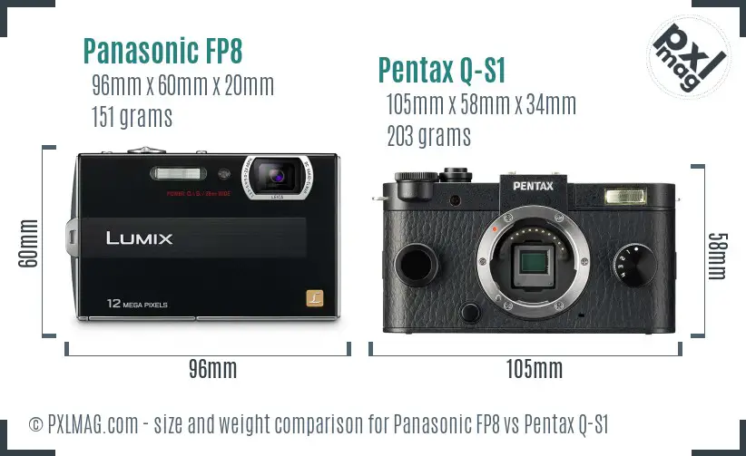 Panasonic FP8 vs Pentax Q-S1 size comparison