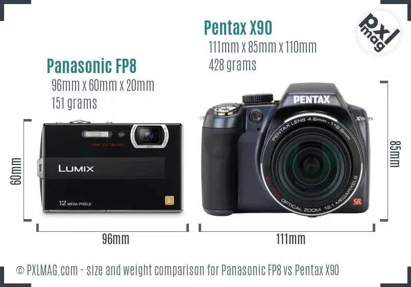 Panasonic FP8 vs Pentax X90 size comparison Panasonic FP8 vs Pentax X90 size comparison