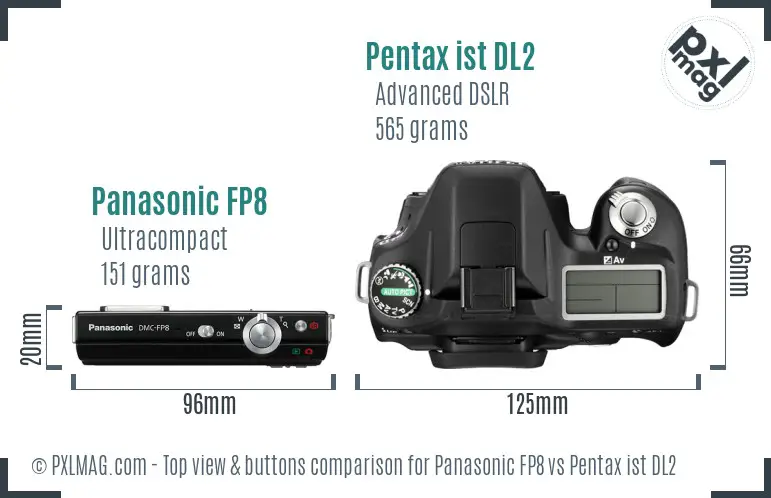 Panasonic FP8 vs Pentax ist DL2 top view buttons comparison