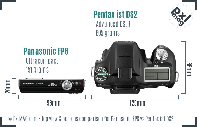 Panasonic FP8 vs Pentax ist DS2 top view buttons comparison