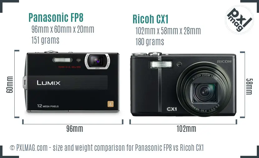 Panasonic FP8 vs Ricoh CX1 size comparison Panasonic FP8 vs Ricoh CX1 size comparison