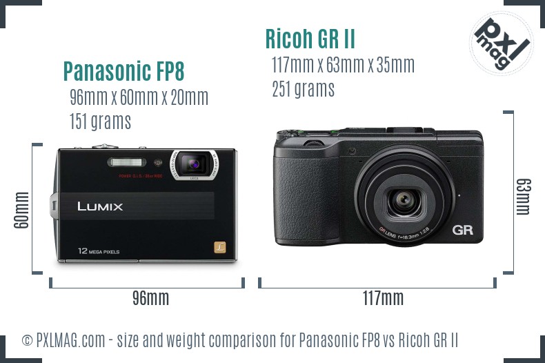 Panasonic FP8 vs Ricoh GR II size comparison Panasonic FP8 vs Ricoh GR II size comparison