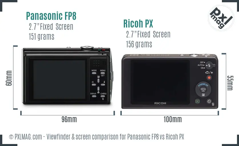 Panasonic FP8 vs Ricoh PX Screen and Viewfinder comparison Panasonic FP8 vs Ricoh PX Screen and Viewfinder comparison
