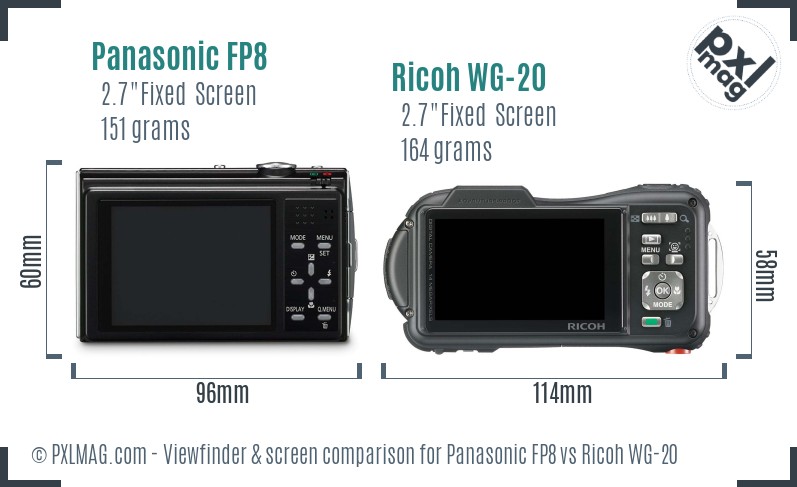 Panasonic FP8 vs Ricoh WG-20 Screen and Viewfinder comparison