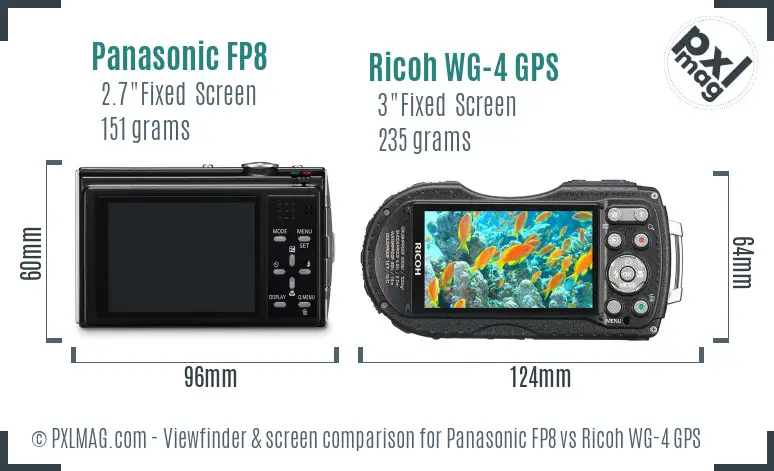 Panasonic FP8 vs Ricoh WG-4 GPS Screen and Viewfinder comparison