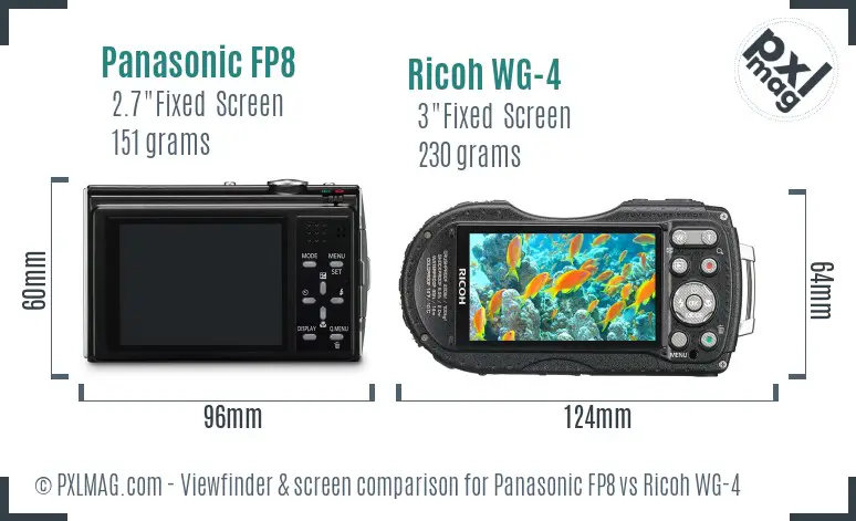 Panasonic FP8 vs Ricoh WG-4 Screen and Viewfinder comparison