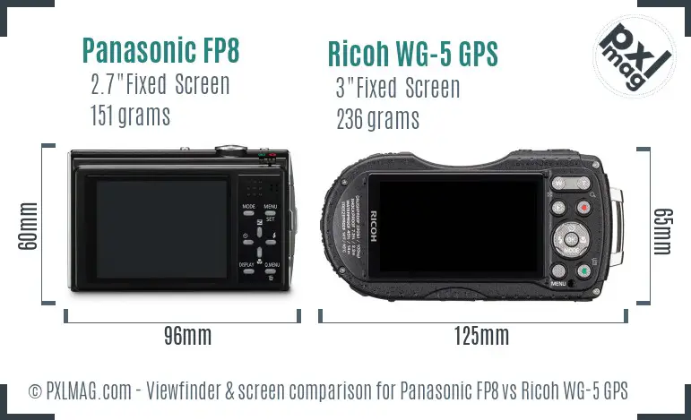 Panasonic FP8 vs Ricoh WG-5 GPS Screen and Viewfinder comparison