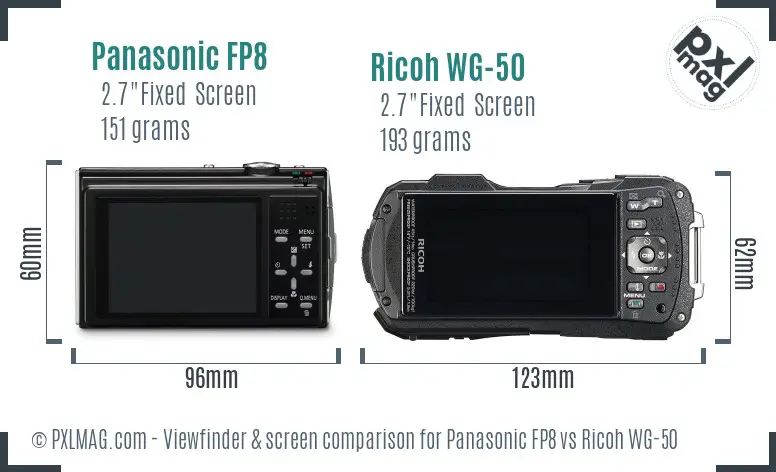 Panasonic FP8 vs Ricoh WG-50 Screen and Viewfinder comparison