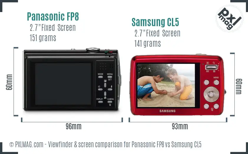 Panasonic FP8 vs Samsung CL5 Screen and Viewfinder comparison