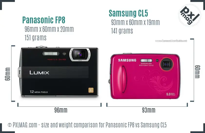 Panasonic FP8 vs Samsung CL5 size comparison