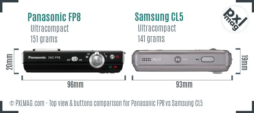 Panasonic FP8 vs Samsung CL5 top view buttons comparison